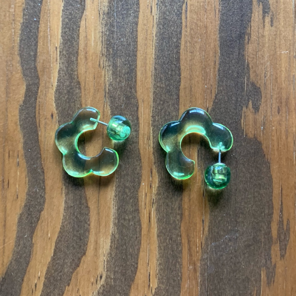 Green Flower Earrings